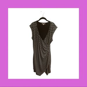 41 Hawthorn Army Green, Black & White Faux Wrap Dress